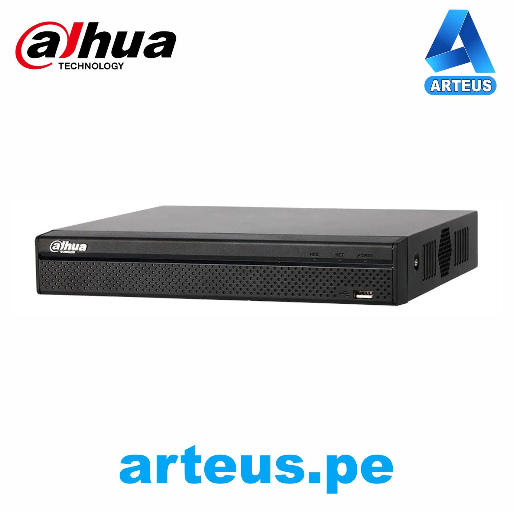 Grabador NVR Dahua negro de 8 canales para videovigilancia, conexión IP y almacenamiento de seguridad.