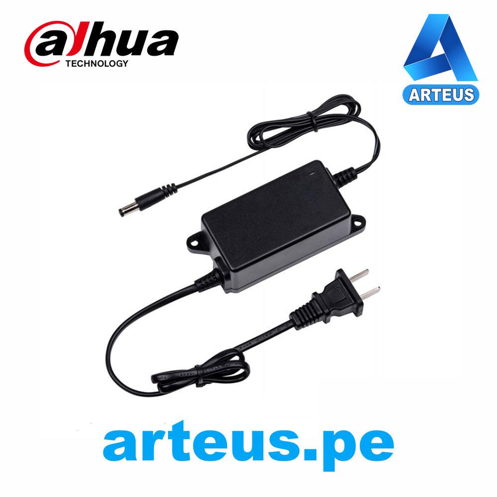 Fuente de alimentación 12V 1A para cámaras de vigilancia con enchufe y cable negro.