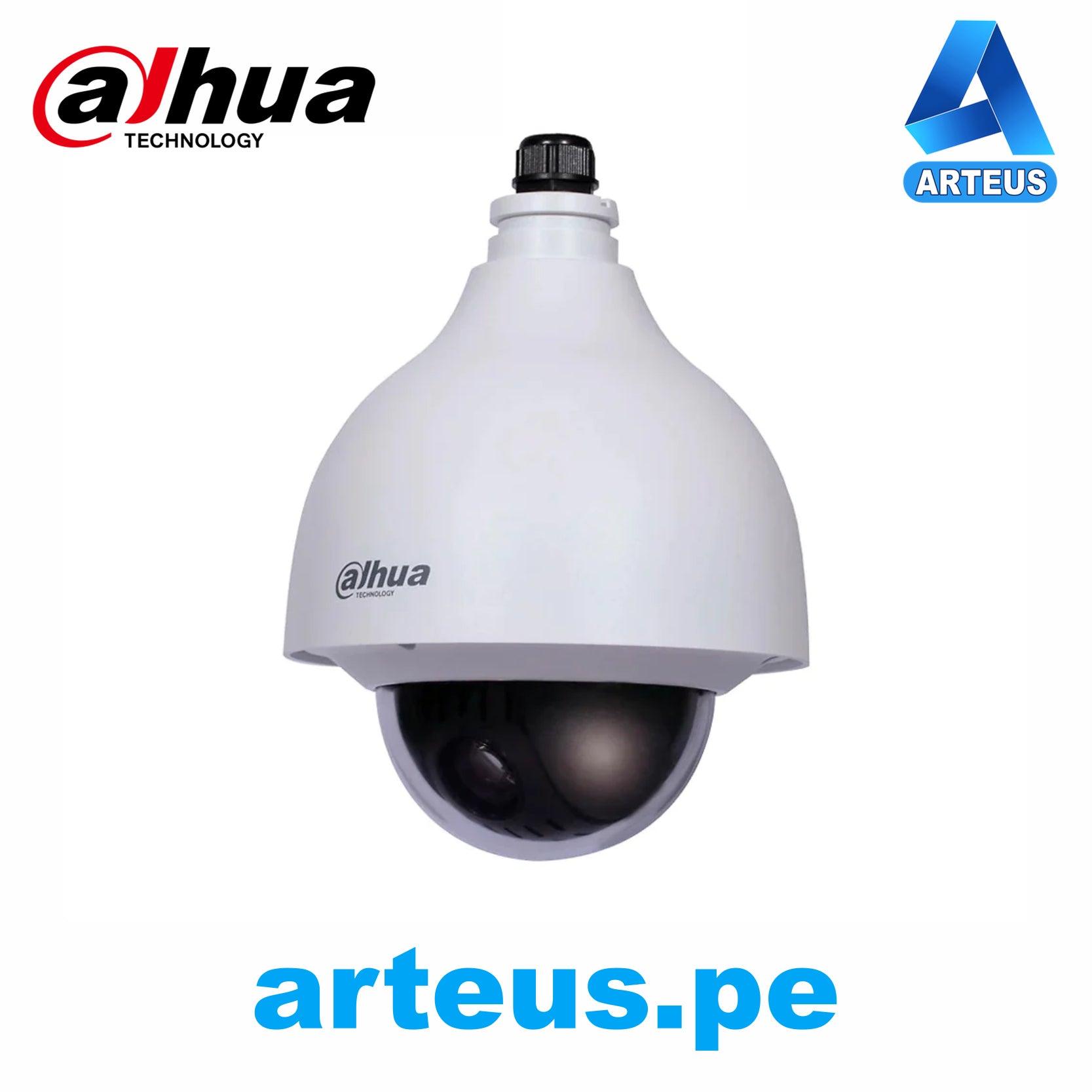 Cámara de vigilancia domo Dahua HDCVI PTZ 2MP, 360 grados, zoom 15x, carcasa blanca.