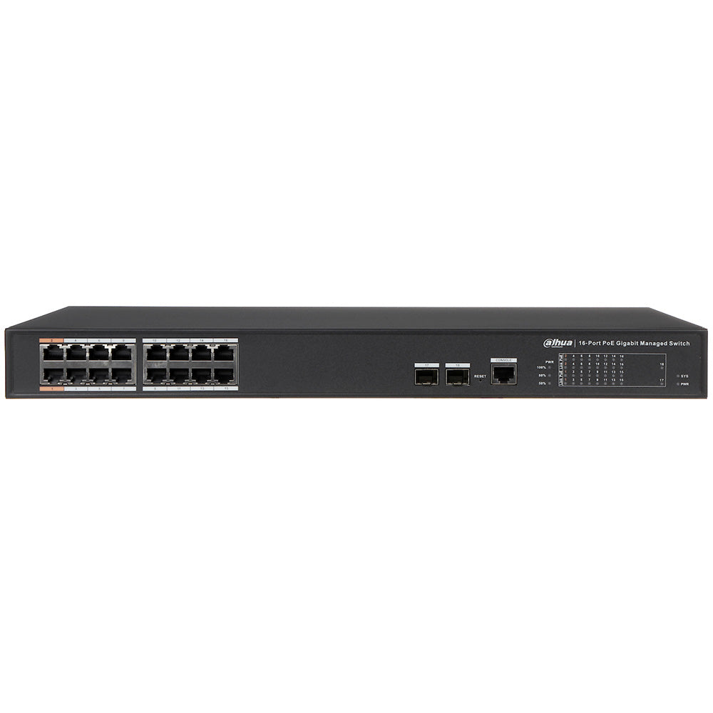 DAHUA DH-PFS4218-16GT-240, Switch 16 Puertos POE Giga, 2SFP, 240w. Administra, Capa 2