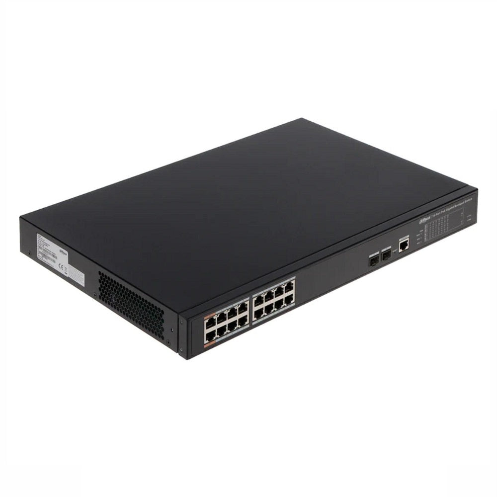 DAHUA DH-PFS4218-16GT-240, Switch 16 Puertos POE Giga, 2SFP, 240w. Administra, Capa 2