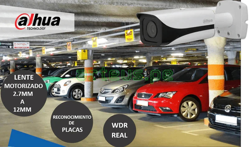 DAHUA IPC-HFW71242H-Z ePOE+ Cámara de Seguridad IP 4K 12MP 2.7-12mm, WDR, IP67. IR 60m. WIZMIND. Conteo de Personas y Reconocimiento de Placas