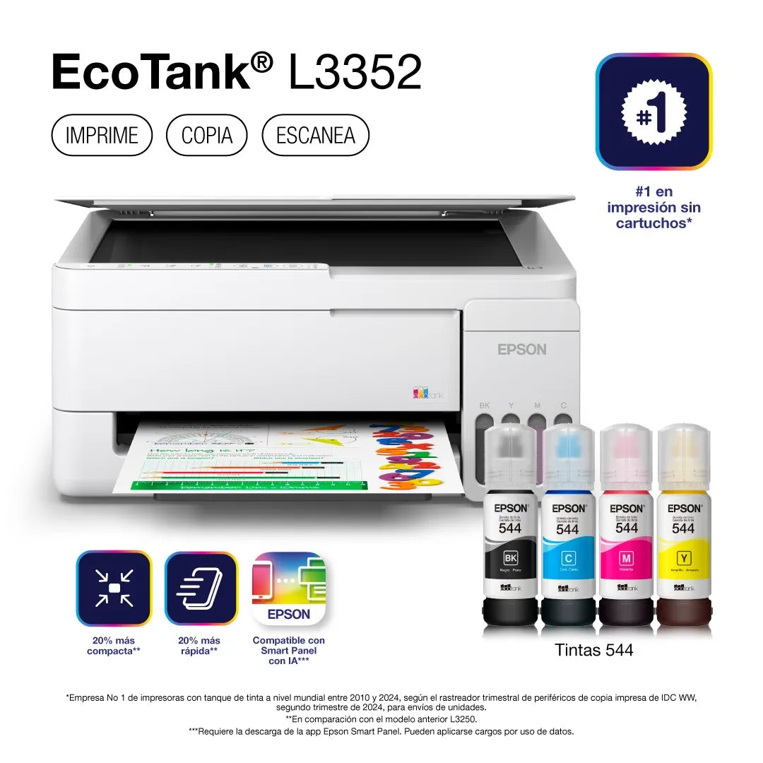 EPSON C11CL62303 EcoTank L3352 Impresora Multifuncional WIFI de tinta continua a color