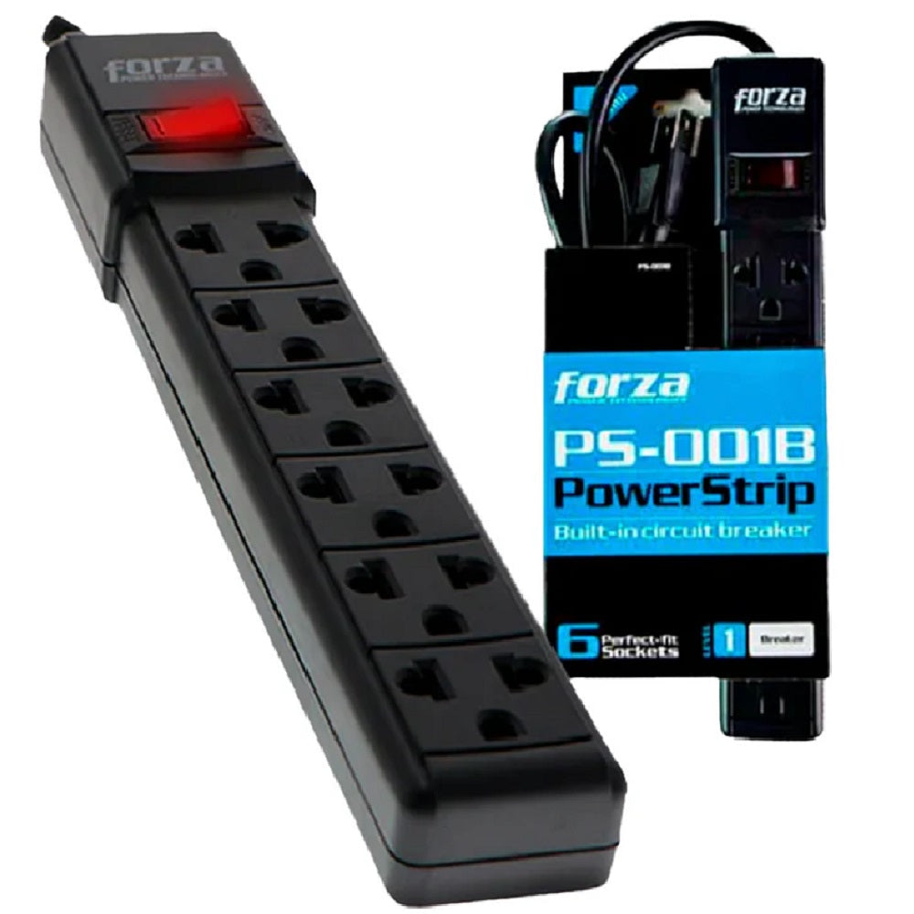 FORZA PS-001B Supresor de Picos 2200W 6 tomas Negro
