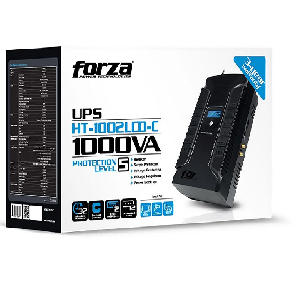 FORZA HT-1002LCD UPS Línea Interactiva 1000VA 600W 10 tomas
