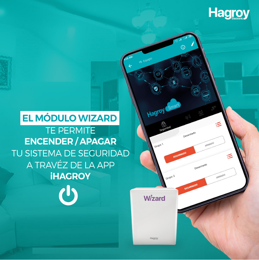 HAGROY HG-WIZARD Módulo WiFi Monitoreo Remoto: Cerco Eléctrico, Sistemas de Alarma e Incendio APP iHagroy