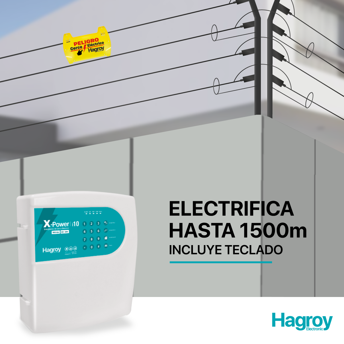 HAGROY HG-XPOWERi10-TEC-220 Energizador Residencial 1500m Lineales 1.0Jouls