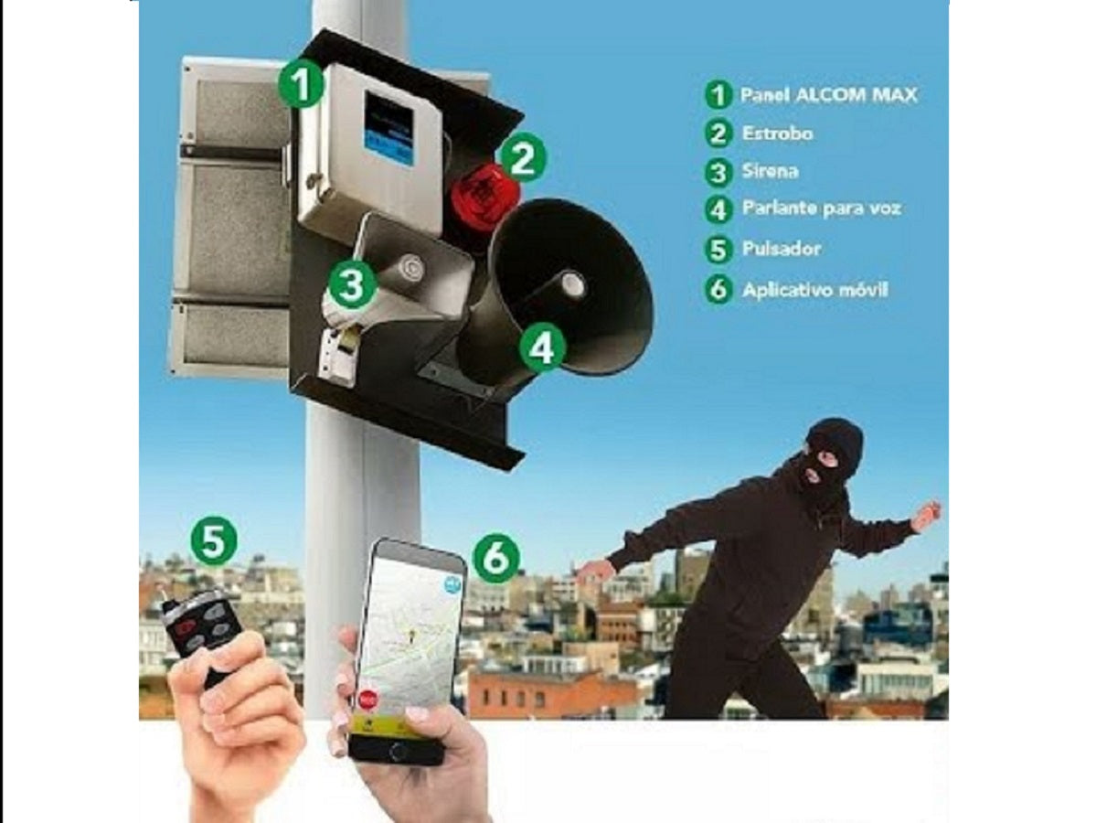 HAGROY HG-AC-ALMX4G  Alarma Comunitaria Smart ALCOM MAX 4G 2000 Usuarios APP iHagroy