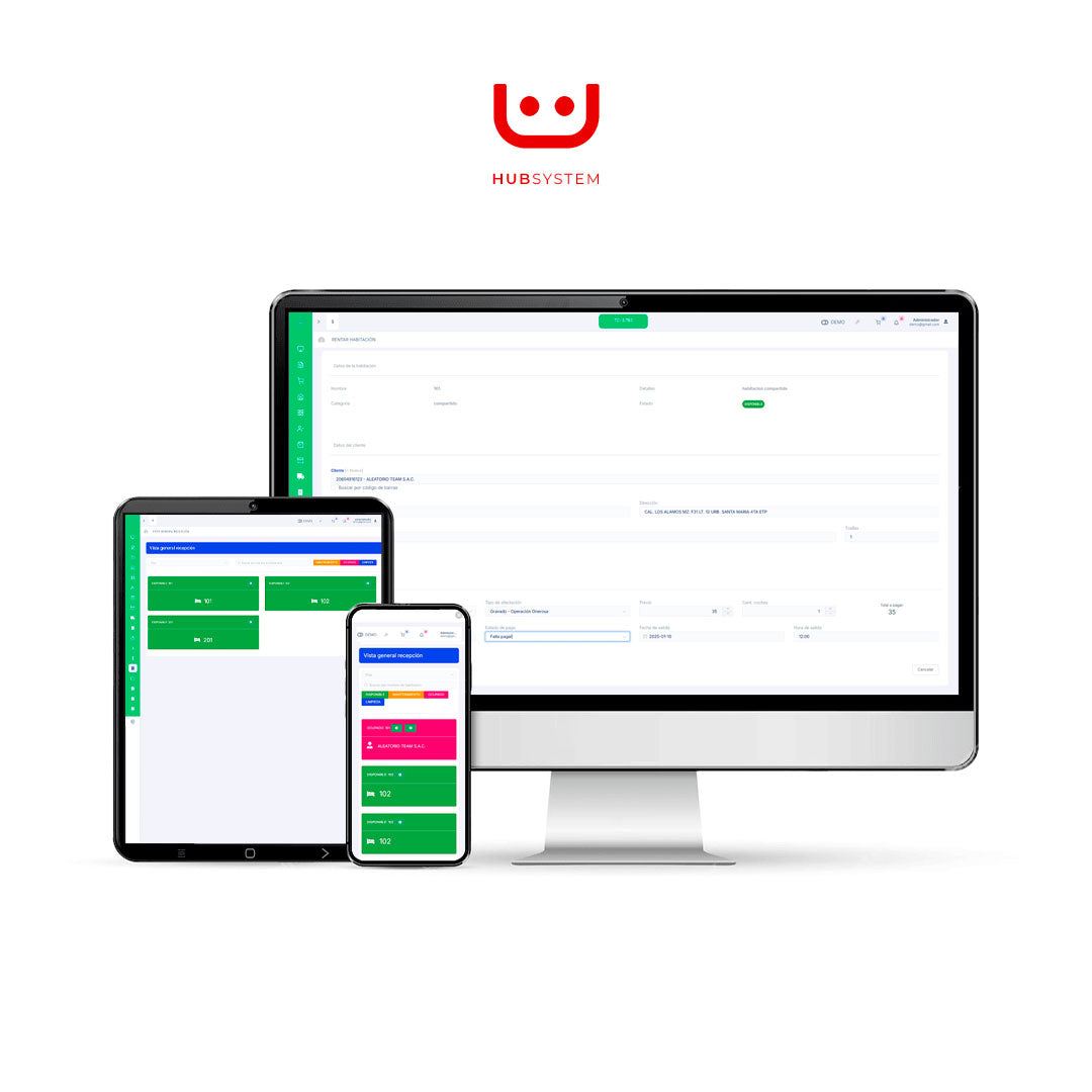 HUB SYSTEM HOTELES Sistema de gestión y facturación electrónica para hoteles. Suscripción Mensual
