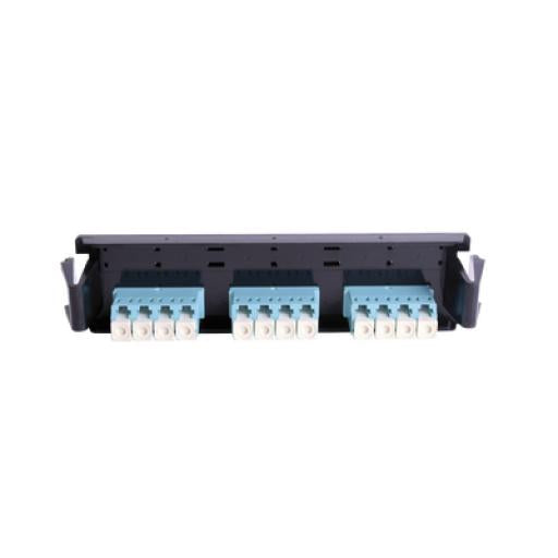 SIEMON RIC-F-LCQ12-01C, Panel fo con 6 acopladores aqua lc duplex mm-sm negro