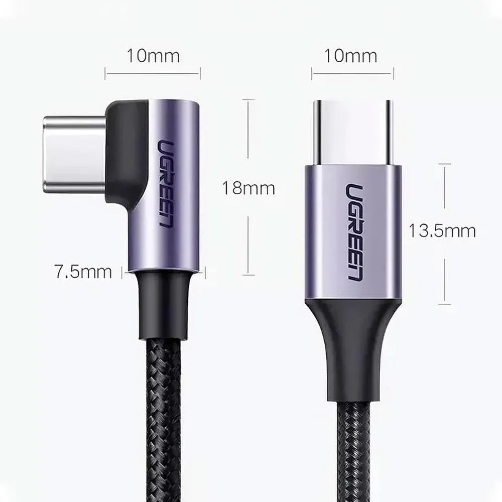 UGREEN US385 20299 Cable USB a USB C Carga Rapida Angulo 90°