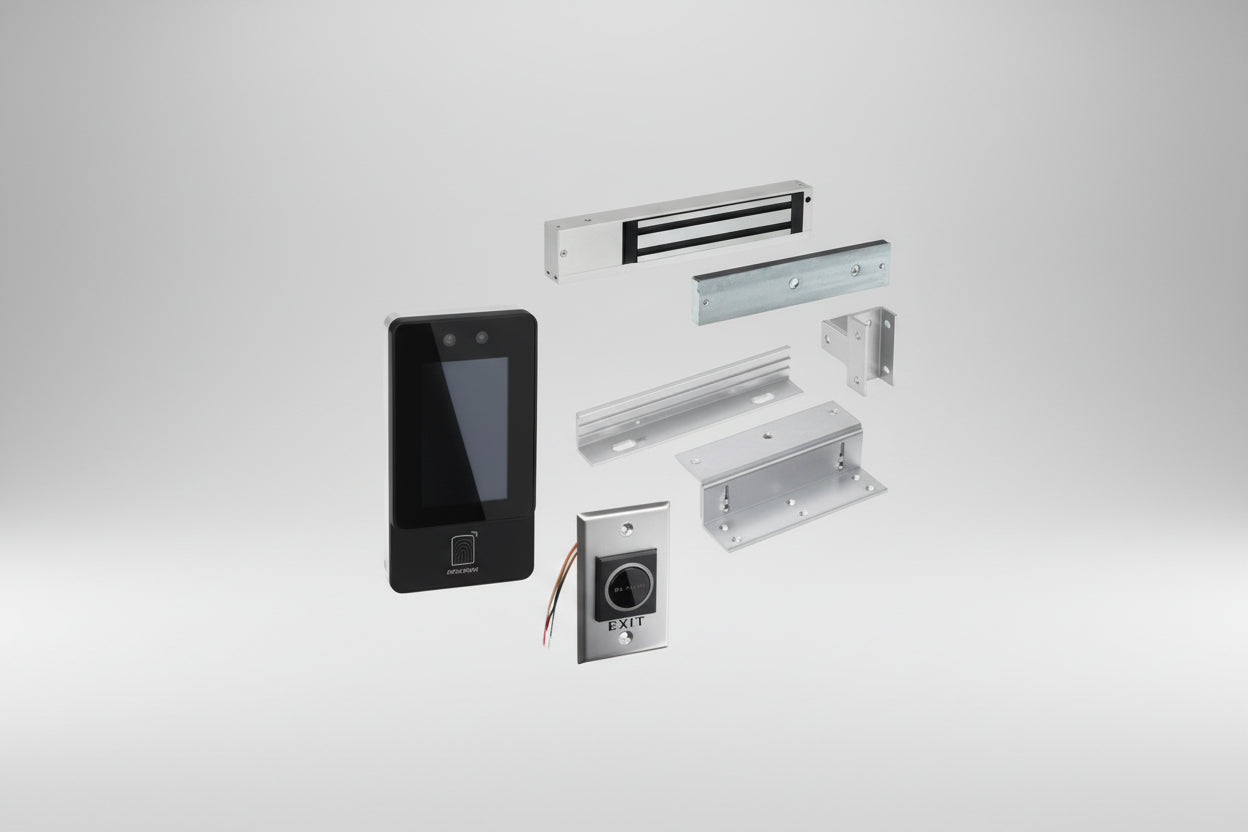 HIKVISION DS-KAS342 Kit de Acceso WiFi PoE: DS-K1T342MFWX-E1+Cerradura+Soporte LZ+Pulsador