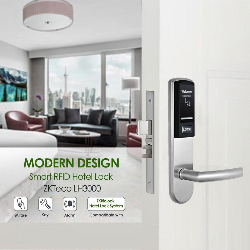 ZKTECO LH3000I Cerradura Hotelera Inteligente Izquierdo con Lector de Tarjeta MIFARE