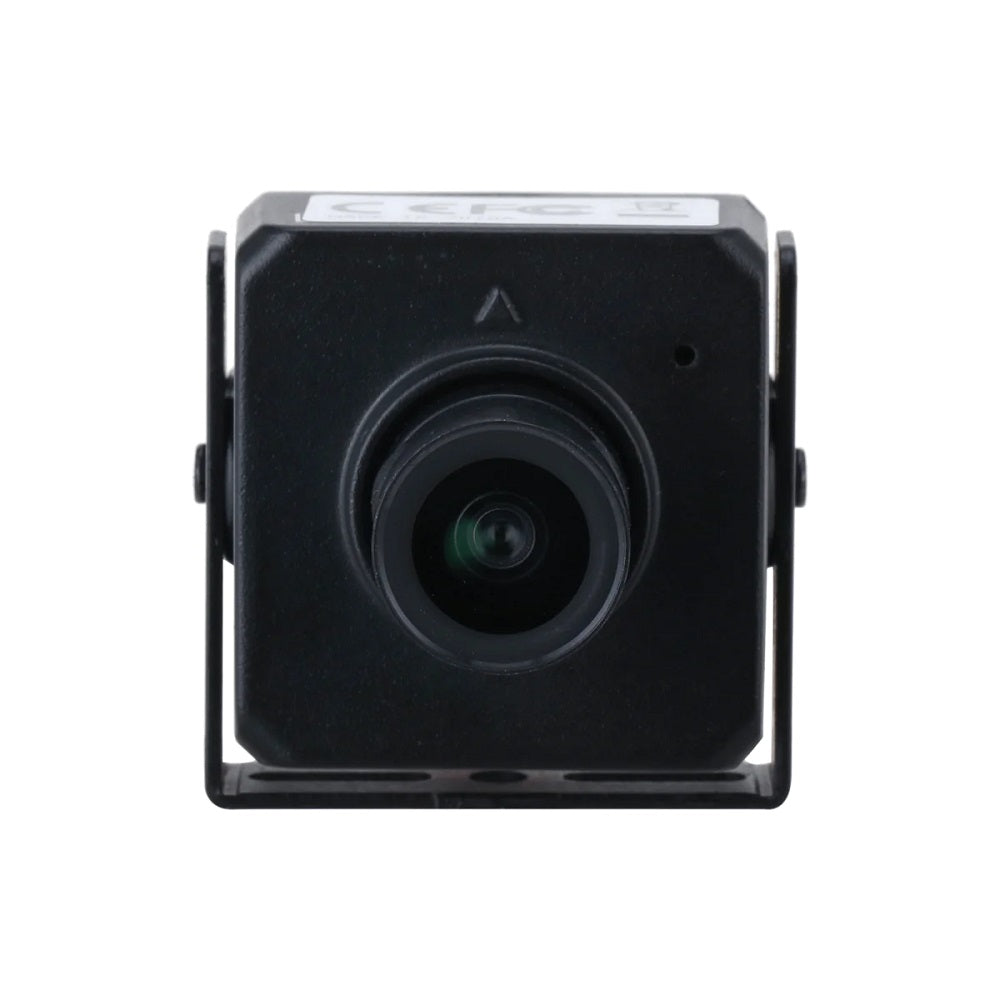 Cámara de seguridad tipo pinhole negra para videovigilancia y sistemas de alarma