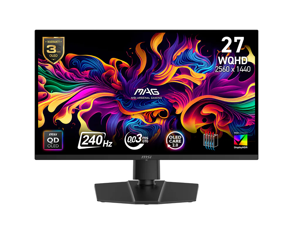 MSI MAG-271QP-QD-OLED-X24 Monitor Gaming 26.5" QD-OLED WQHD 240Hz 0.03ms G-Sync FreeSync Premium Pro