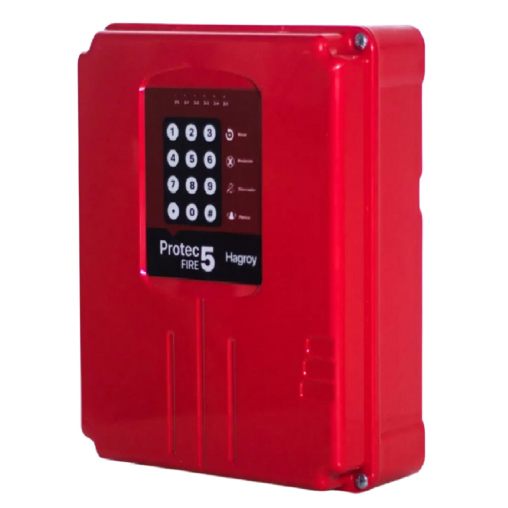 HAGROY HG-PTFIRE5 2.0 PROTEC FIRE 5 Panel de Alarma Contra Incendio Convencional 5 Zonas 12V 4 Hilos
