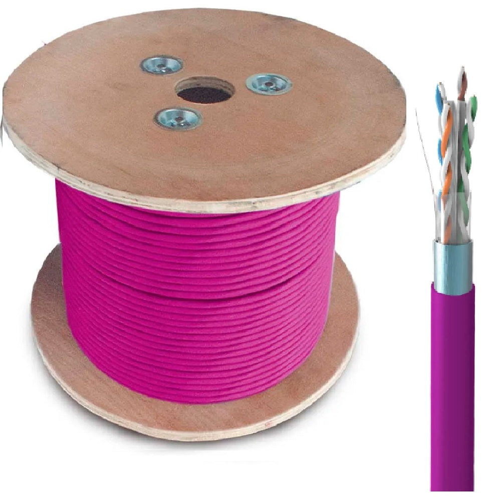 SATRA 0213062124 Cable de Red F/UTP Cat6A Cobre Sólido 23AWG LSZH-3 LSFRZH Violeta 305m