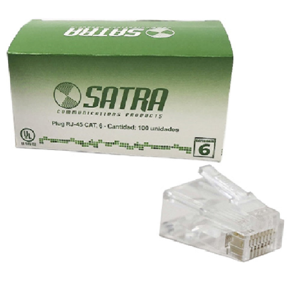 SATRA 102040001 Conector Plug RJ45 Cat6 Caja de 100 Unidades