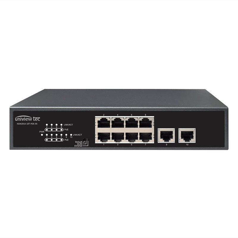 UNIVIEW NSW2010-10T-PoE-IN Switch 8 puertos POE y 2 puertos 10/100, Metal rackeable