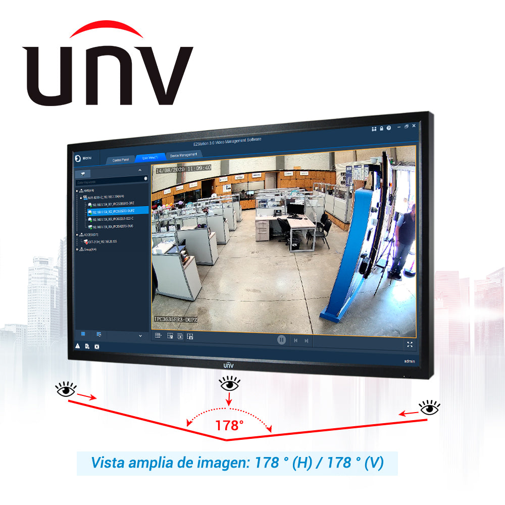 UNIVIEW MW3232-V-K Monitor led 32" Full HD 1080P profesional para videovigilancia 24x7