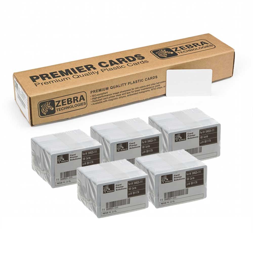Cajas de tarjetas plásticas blancas para impresoras de credenciales, Zebra Technologies