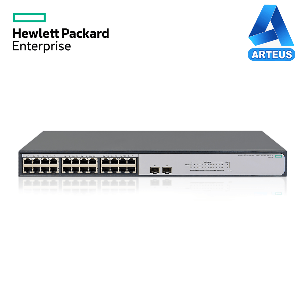 HPE ARUBA JH017A#ABA - Switch HP 1420-24G-2SFP, 24 puertos RJ-45 LAN GbE, 2 puertos SFP 100/1000. - ARTEUS