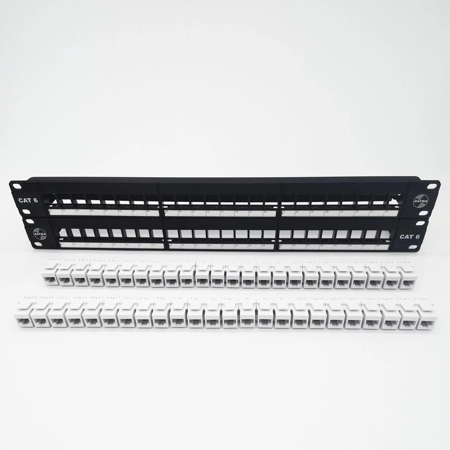 Pacth panel Cat 6 de 48 puertos SATRA 0102024804 Panel de conexion modular cargado con jacks - ARTEUS