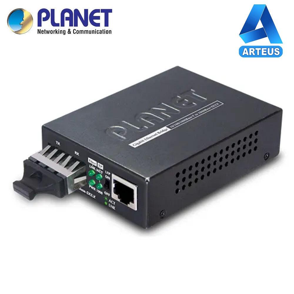 Convertidor de medios Ethernet a fibra óptica SC 1000BASE-LX, caja negra con indicadores LED