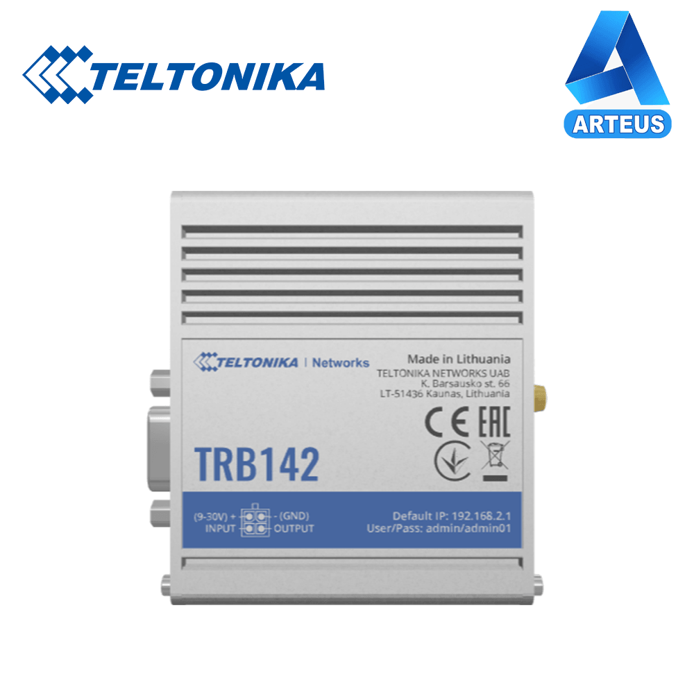 TELTONIKA TRB142 - GATEWAY LTE INDUSTRIAL ROBUSTO RS232, 4G/LTE (Cat 4), 3G, 2G | 9-30V - ARTEUS
