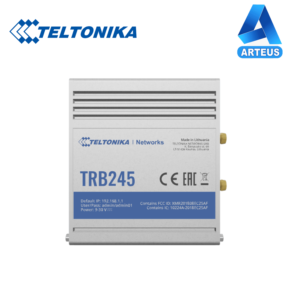 TELTONIKA TRB245 - GATEWAY INDUSTRIAL M2M LTE RS232 / RS485 | 4G / LTE (Cat 4), 3G, 2G | 9-30V - ARTEUS