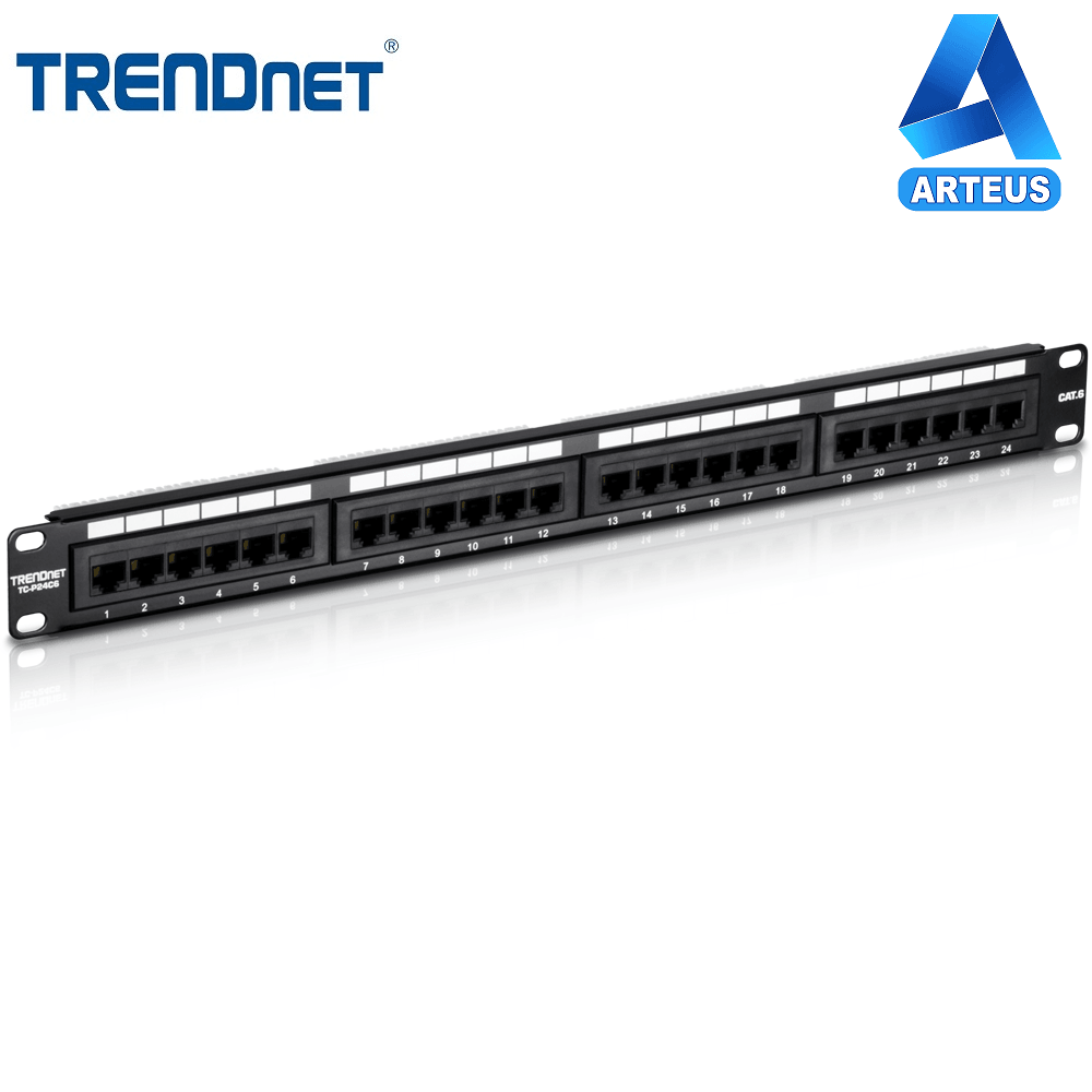 TRENDNET TC-P24C6AS - Patch Panel de parcheo blindado Cat6a de 16 puertos - ARTEUS