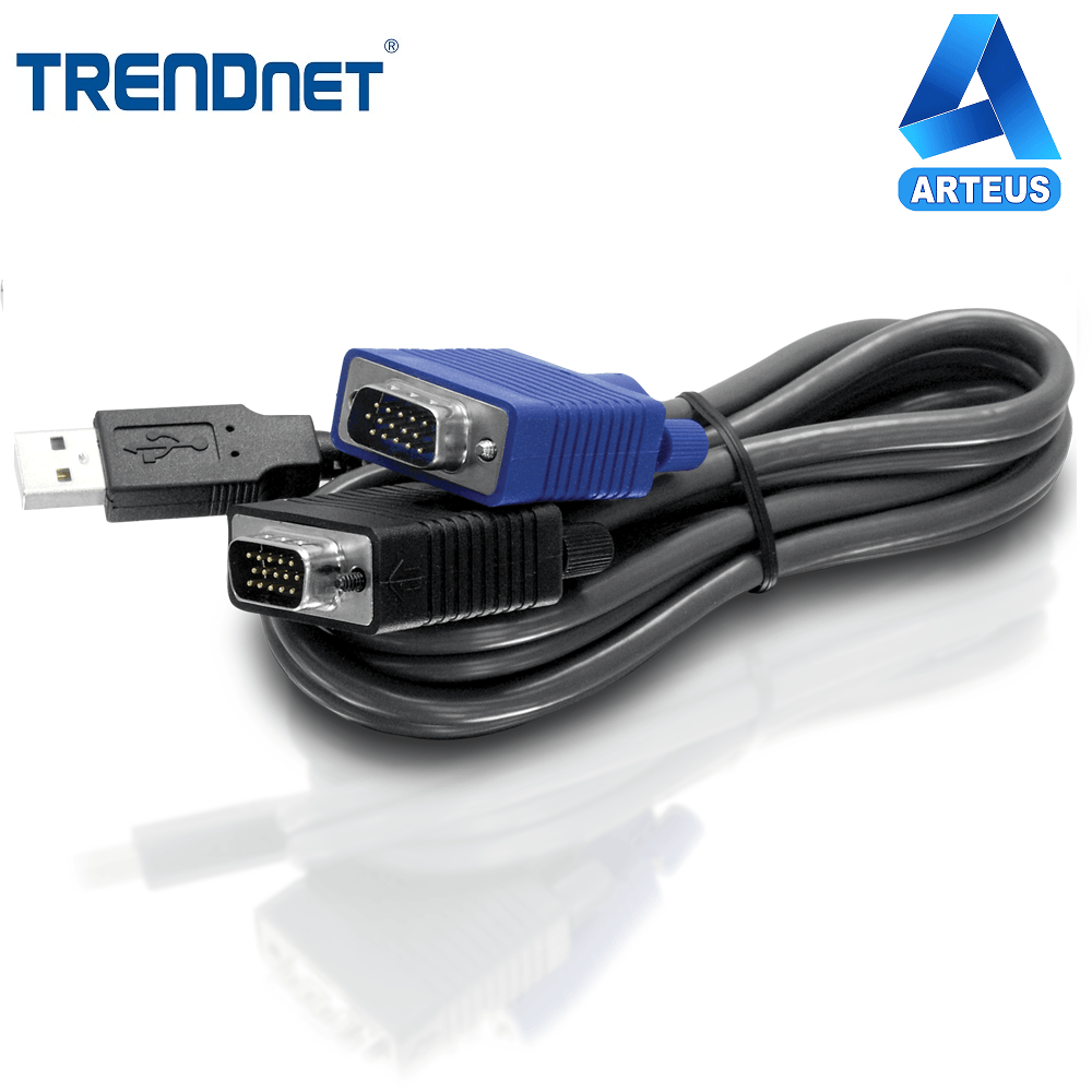 Cable KVM USB VGA de 15 pies para conexión de computadoras y periféricos en redes