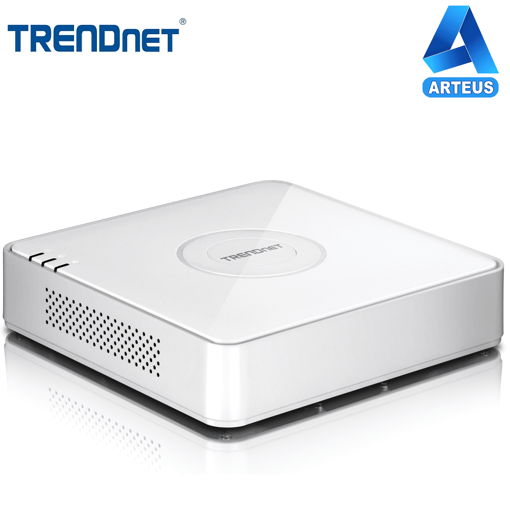 Grabador NVR TRENDnet de 4 canales color blanco para videovigilancia y cámaras IP